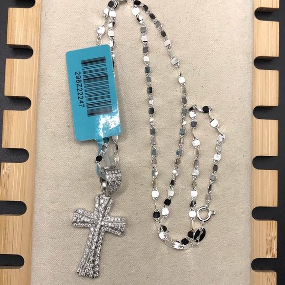 925 Sterling Silver 0.69CT Moissanite Cross Pendant Necklace size 18” - Picture 12 of 13